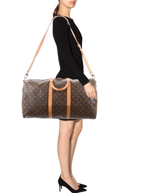 louis vuitton monogram keepall size|keepall 55 with shoulder strap.